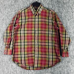 F.A.MACCLUER DRESS SHIRT MENS LARGE PLAID BUTTON-FRONT LONG-SLEEVE COTTON TOP
